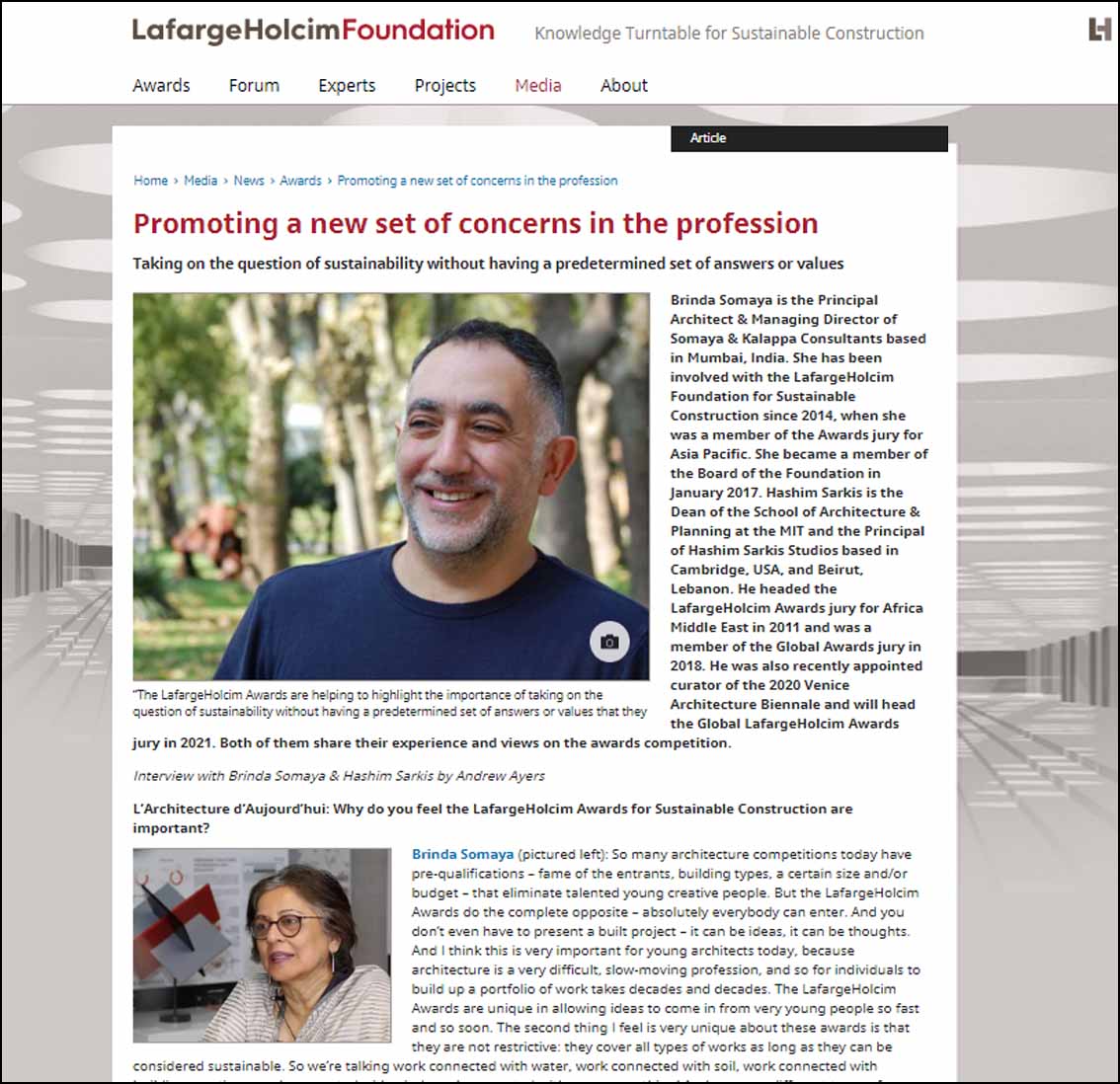 Promoting a new set of concerns in the profession , Lafarge Holcim Foundation - November 2019